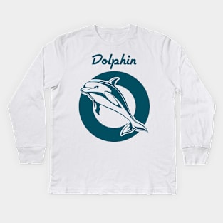 Dolphin Emblem Kids Long Sleeve T-Shirt